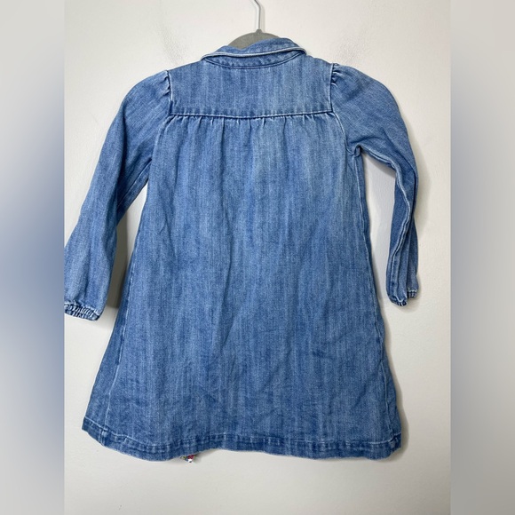 Mini Boden Denim Floral Trim dress Duster Long Sleeves Sz 6-7 like new - Picture 6 of 6
